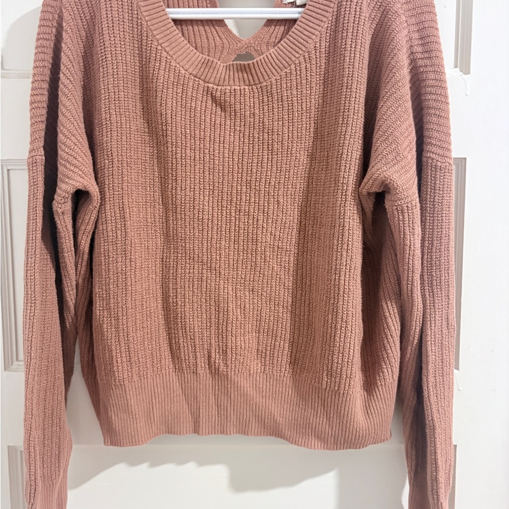 Hippie Rose Women's Ribbed Crew Neck Sweater - Blush Pink